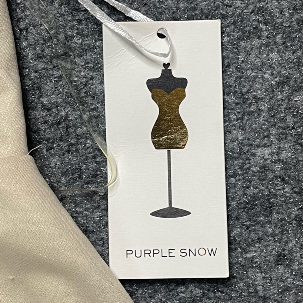 Purple Snow Womens Romper Solid Beige Surplice Neck Sleeveless Open Back S New - Picture 7 of 10